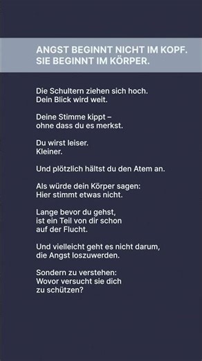 Angst beginnt nicht im Kopf. #angst #psychologie #emotionen #mentalhealth #achtsamkeit