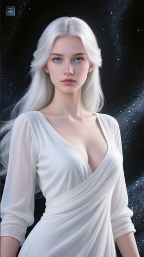 Ethereal Beauty: The White-Haired Goddess with Crystal Blue Eyes 💎 AI Fantasy Art