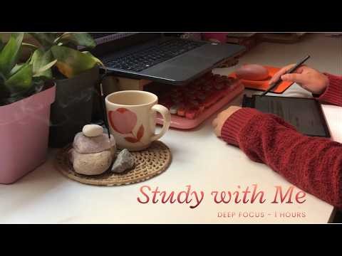 1-HR STUDY WITH ME 📖 Ambient Sounds | No Break, Real Time + Timer & Alarm