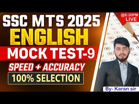 🔴LIVE🔥SSC MTS 2025 English Mock Test 9 | 75/75 Score Trick 💯| 100% Selection Guaranteed by Karan Sir