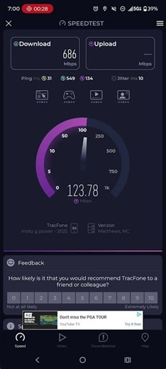 Total Wireless by Verizon speed test