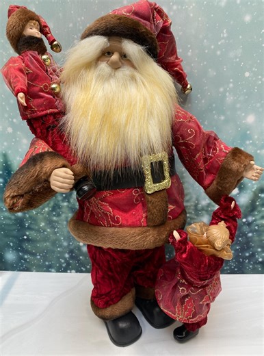 VTG Wind up Musical Santa Claus With Children Red Velvet Outfit 16 Inch Animated Holiday Decor - Etsy