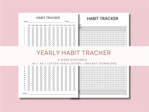 Yearly Habit Tracker Printable, Minimalist Productivity Planner (digital Download) - Etsy