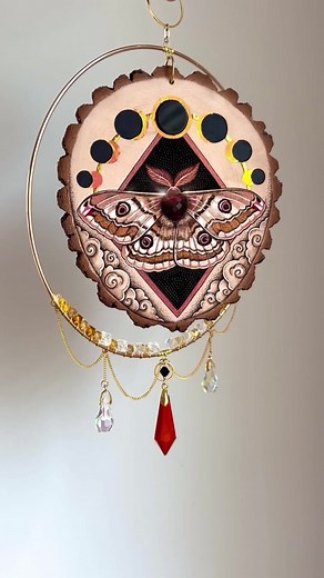 Solar Eclipse Moth Suncatcher with Gemstones