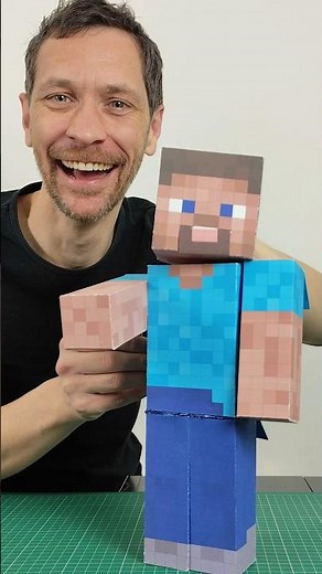 How I made a Minecraft Steve puppet from paper #minecraft #minecraftsteve #papercraft #handpuppet