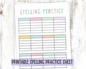 Printable Spelling Worksheet Spelling Practice Teacher Resource Homeschool Activity Spelling List for Spelling Test Handwriting Practice - Etsy