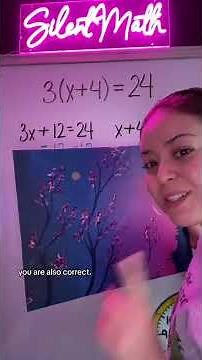 Solving 3(x+4)=24 Multiple Ways #algebra #math #maths #silentmath