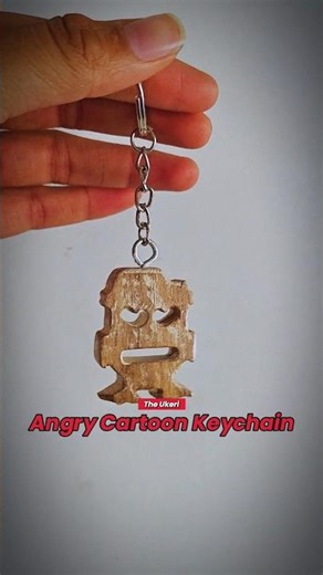 Angry Cartoon Keychain ✨ #woodenhandicrafts #woodkeychain #shorts