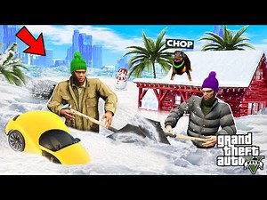 GTA 5 CHOP AND FROSTY FIGHT SNOW STORM THAT COVERS LOS SANTOS
