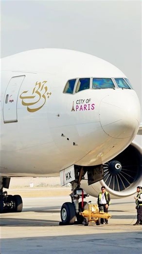 Parked in style! PIA Boeing 777-200ER just arrived from Paris 🇵🇫 #TripleSevenPower #PIA🇵🇰 #fypシ
