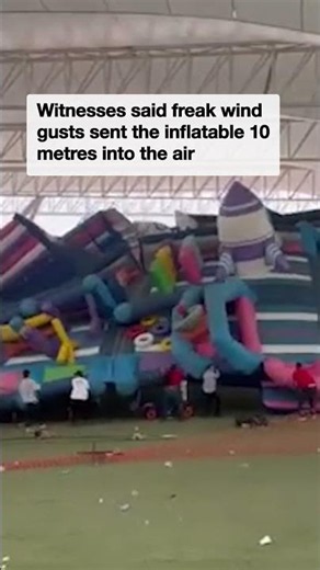 Horror as inflatable castle goes airborne with kids still inside