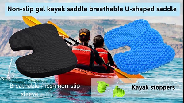 Anti Slip Kayak Gel Seat Cushion, Waterproof U-shape Gel Seat Cushion for Sit in Inflatable Kayak Canoe and Boat Kayak (Blue)