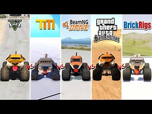 GTA 5 MONSTER MUTT MONSTER JAM TRUCK vs TRAILMAKERS vs GTA SA vs BRICKRIGS vs BEAMNG