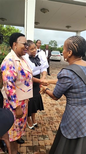 Premier Dr Phophi Ramathuba arrives at The Ranch Resort for the announcement of the Limpopo National Senior Certificate results. The premier was welcomed by MEC for Education Ms Mavhungu Lerule-Ramakhanya, Capricorn District Executive Mayor Cllr Mamedupi Teffo, and Polokwane Municipality Executive Mayor Cllr John Mpe to a briefing session before the main program starts. | Office of the Premier: Limpopo Provincial Government