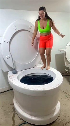 SUPER HIGH JUMP into Worlds Largest Toilet Black Pool in Slow Motion BIG SPLASH part2#shorts