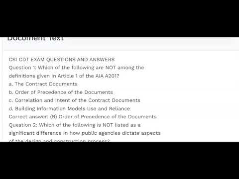 CSI CDT EXAM QUESTIONS AND ANSWERS