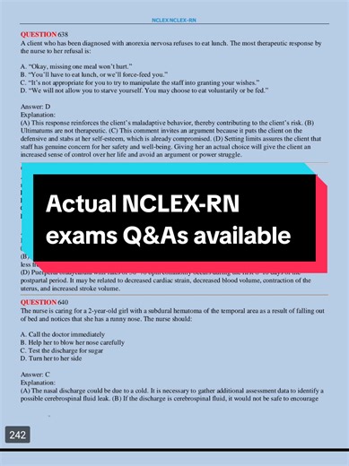 We have actual nxlex rn exams questions and answers that will guarantee you excellent scores in your upcoming exams. #nclextips #kaplanamerica #nclexrn #nclexprep #nclex