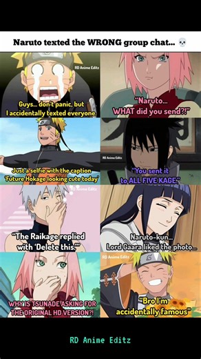Naruto texted the WRONG group chat... 💀 #anime #animeedit #naruto #kakashi #sasuke #sakura #memes