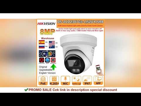 Hikvision 8MP IP Camera DS-2CD2387G3-LIS2UY/SRB Smart Hybrid Light ColorVu 2-Way Audio Turret Camera