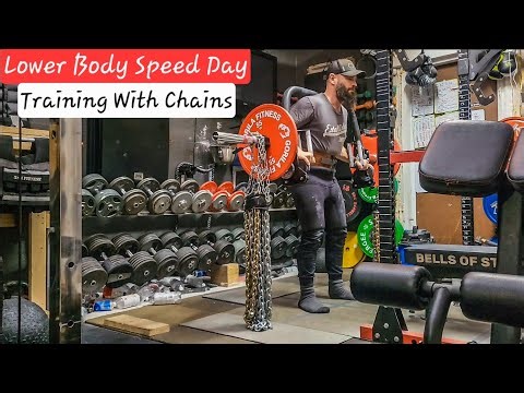 Lower Body Speed Day. 4 Exercises All With Accomodating Resistance. #boxsquat #trapbardeadlift