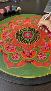 47K views · 1.7K reactions | Canvas Mandala✨ I was really out of ideas when I started painting this canvas mandala, I sat for hours looking at canvas  and thought about colour palette and design pheww!! But once I started painting it, I just enjoyed the process and started getting lot of ideas. I am happy with the final work 﫶 ———- Canvas - @hobby.india | Preet.tangledart | Facebook