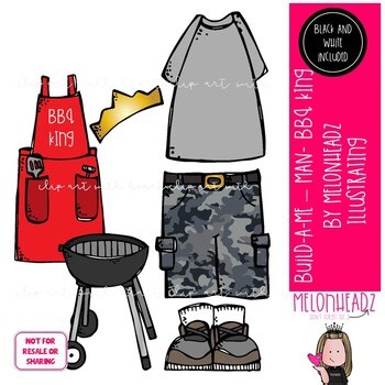 Build A Me Man clip art, BBQ King clip art COMBO PACK