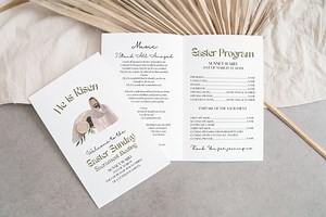 LDS Easter Sacrament Meeting Program, LDS Easter Easter Program, Church Easter Program, Neutral, He is Risen, LDS Church, Canva Template - Etsy