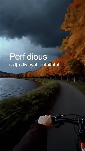 Vocabulary on Instagram: "Pronounced per-FID-ee-us (/pərˈfɪdiəs/), the adjective perfidious describes someone or something that is deliberately deceitful and untrustworthy, specifically implying a betrayal of faith or loyalty. Originating from the Latin perfidiosus—derived from per (detrimental to) and fides (faith)—the word literally signifies the breaking of a vow, making it stronger than simple dishonesty. Example include a perfidious lover who cheats despite promises of devotion, or the hist