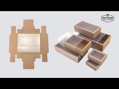 How to Fold Brown Kraft Paper Folding Drawer Boxes with Frosted PVC Cover