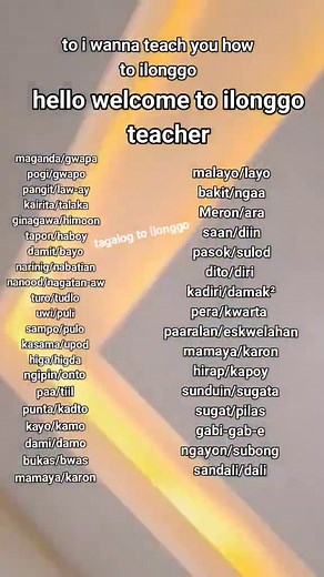 Tagalog to Ilonggo Words: Basic Hiligaynon Vocabulary List