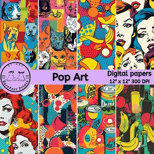 Pop Art Seamless Pattern Pack, 8 Unique Designs in High Resolution 12x12" 300 DPI JPG Ideal for Commercial Use & Personal Projects. - Etsy