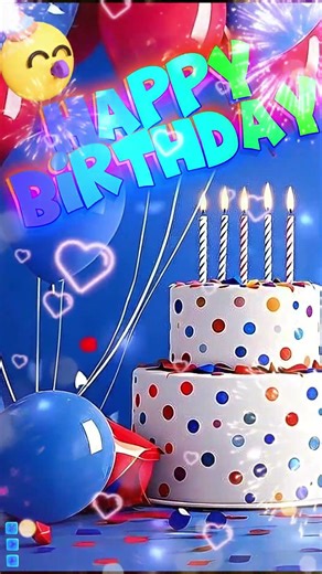 Beautiful Birthday Cake Animation with Balloons and Fireworks #happybirthday #4kbackground