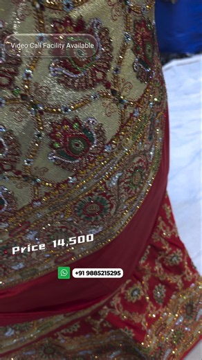ARNG-4881 The Royal Crimson Red Banarasi Silk Saree|Heavy Zari & Crystal Handwork|Worldwide Shipping