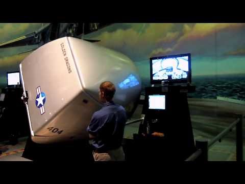 Jake Flying F80 Jet Fighter in a Full Motion Flight Simulator