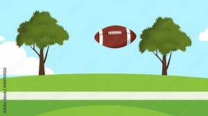Football ball launched at park High definition colorful animation scenes Stock Video