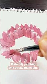 how to painting flower water lily / acrylic painting one stroke