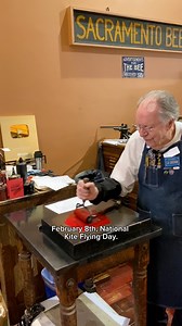 February 8th is National Kite Flying Day! For those who keep up with our videos, you’ll remember we already printed a cut of a kite. Well, don’t worry, because we have another cut of a kite to show you! For today, Howard letterpress printed an electrotype from the Bill Gaylord Collection of a man flying a kite. This cut was made 80-90 years ago. This was printed with red oil base ink using our Washington hand press. Although it is a sunny day in Sacramento today, we will stick to just printing k
