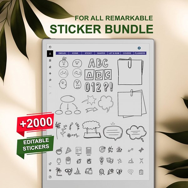 Editable Stickers for Remarkable – 2000  Icons, Notes, Shapes & More | Instant Copy-paste | No Tracing Needed | Works on Rm 1, 2, Paper Pro - Etsy