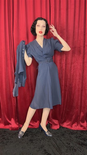 1930s 1940s 3 Piece Navy Crepe Jacket Belt and Dress Set AS IS Has Flaws - Etsy