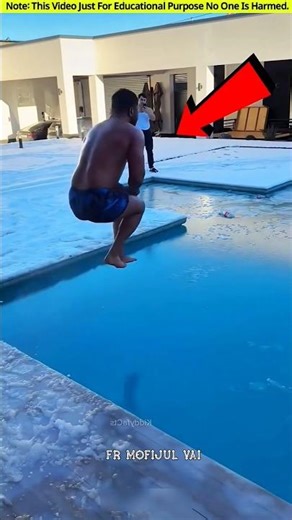 Unbeliable Jump Into The Frozen Pool🤯😱 #gadgests #shortsvideo
