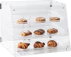 VIVO Acrylic 3-Tier Cafe Bakery Display Case, 21 x 17 x 16 inch, Removable Tray Shelves, Commercial Countertop Dessert Display Pastry Box with Magnetic Rear Door Access, Candy-DSPY3
