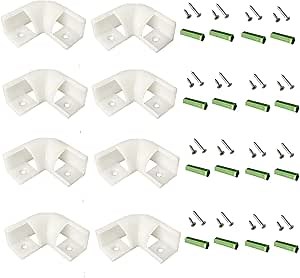 8-Pack 16MM Wide V Shape LED Strip Channel 90 Degree White Connector,Under Cabinet 45 Curved Cover profile Corner Kit,Inner Right Angle Turning link Solution With Mounting Kit (White)