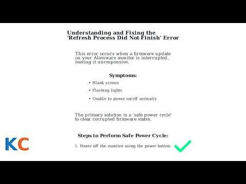 How to Fix Alienware Monitor “Refresh Process Did Not Finish” – Safe Power Cycle