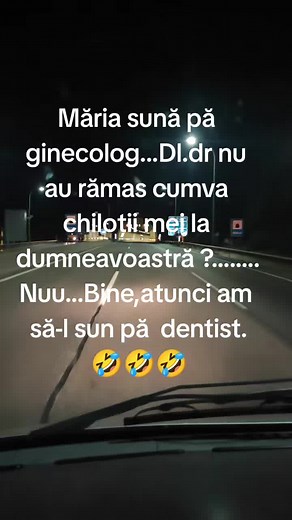 Night Drive Perspective with Humorous Dentist Joke