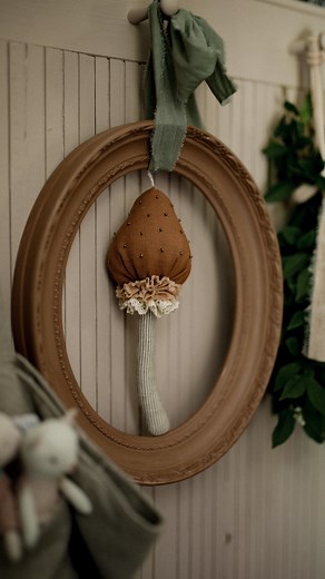 Elena Iliyasova/ EFI Little Things on Instagram: "Easy sweet room decor #diy Mushrooms patterns are available on Etsy.  There are reels in the feed below on how to make a mushroom skirt and attach beads. Scroll down! 殺 #sewing #sewingpattern #etsyshop #makeit #diydecor #mushroomdecor #kidsroomdecor #vintagehome #vintagehomedecor"