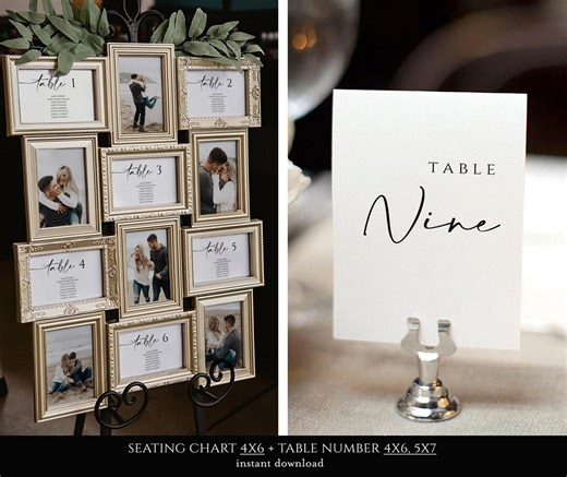4x6 Photo Seating Chart Template Frame With Table Number Printable, Seating Plan Bundle, Heather - Etsy