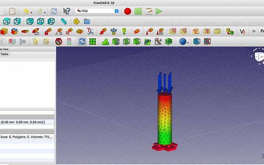 使用免费开源的CAD软件 freeCAD进行有限元分析 FEM FEA 静态力学