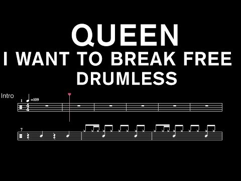 Queen - I Want To Break Free - Drumless (with scrolling drum sheet)