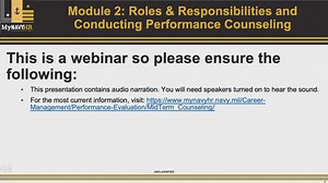 Mid-term Counseling Refocus: Module 2: Roles & Responsibilities and Conducting Performance Counseling