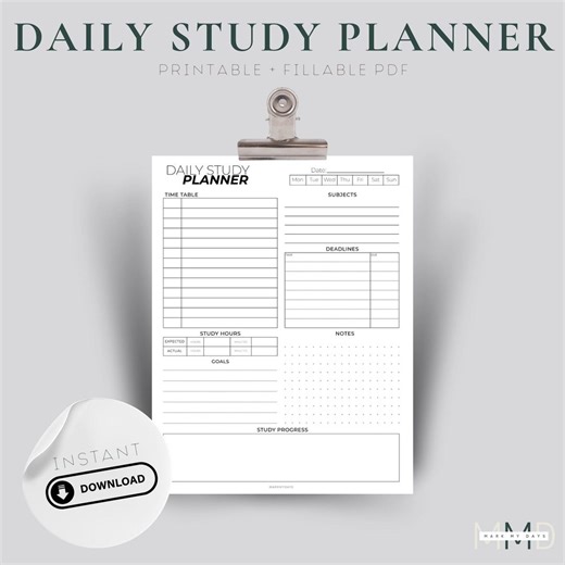 Daily Study Planner | Printable Student Agenda (digital Download) - Etsy